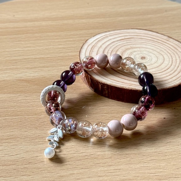 Jewelry - Handmade Beaded Stretch Bracelet with Tassel Charm